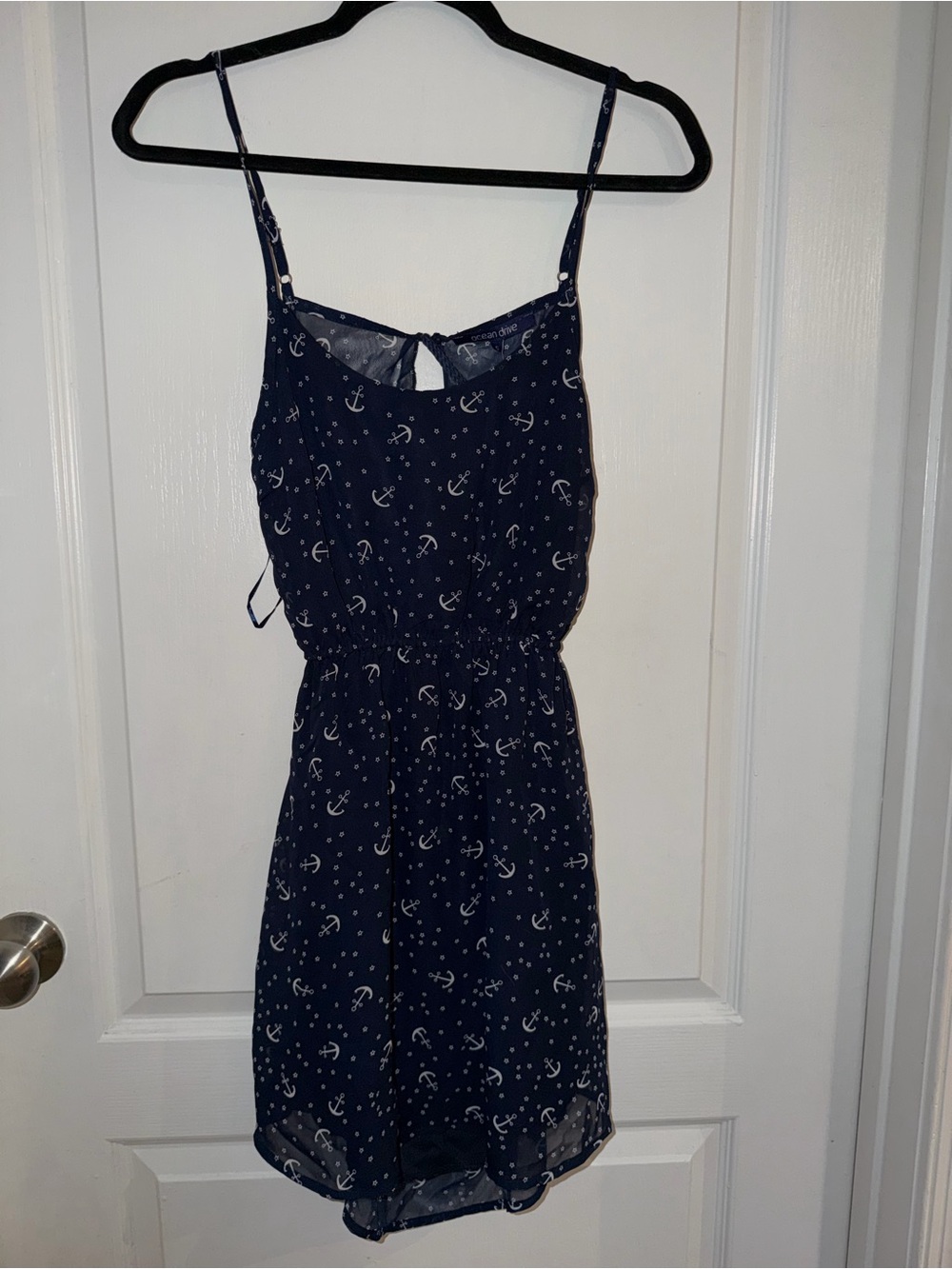 Navy blue anchor tie back dress, NWT